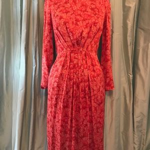 Dries van Noten persimmon red stretchy silk dress
